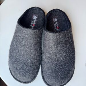 Haflinger Dark Gray Wool Slip-On Clogs